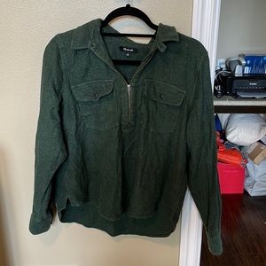 Green half zip flannel long sleeve from Madewell